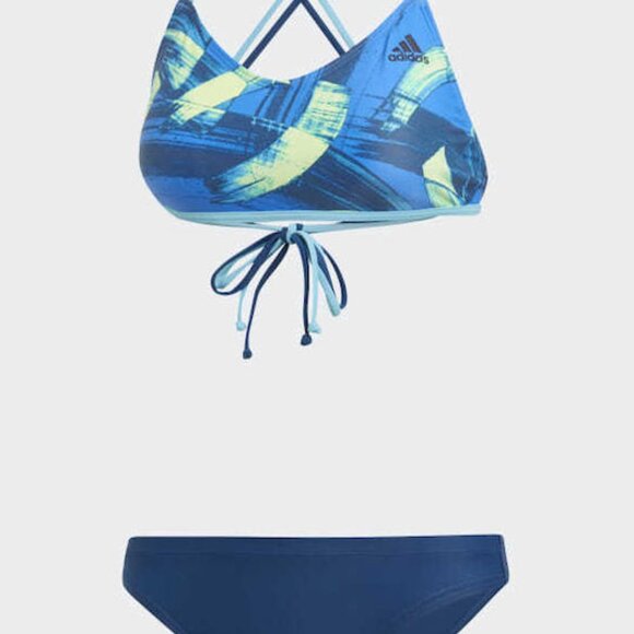 Adidas womens 42" Parley Beach Bikini 2-Piece Swimsuit Blue/Yellow DQ3174 - Picture 12 of 12